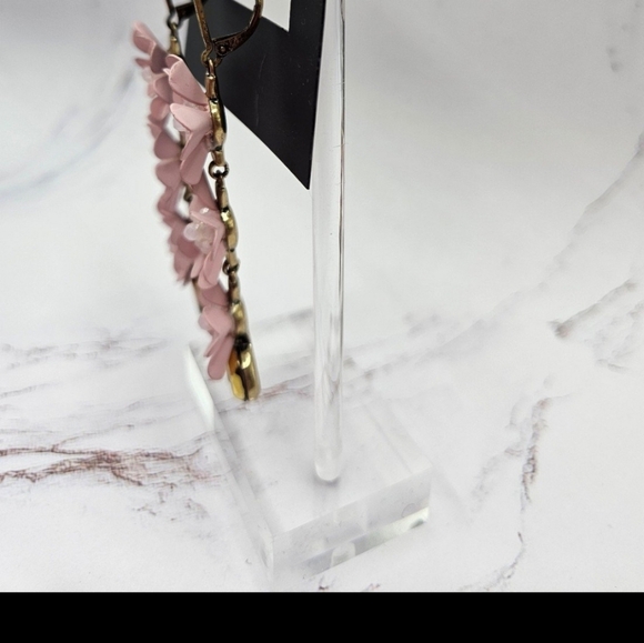 Simply Vera Wang Pink Metal Flower Drop earrings - Picture 3 of 5